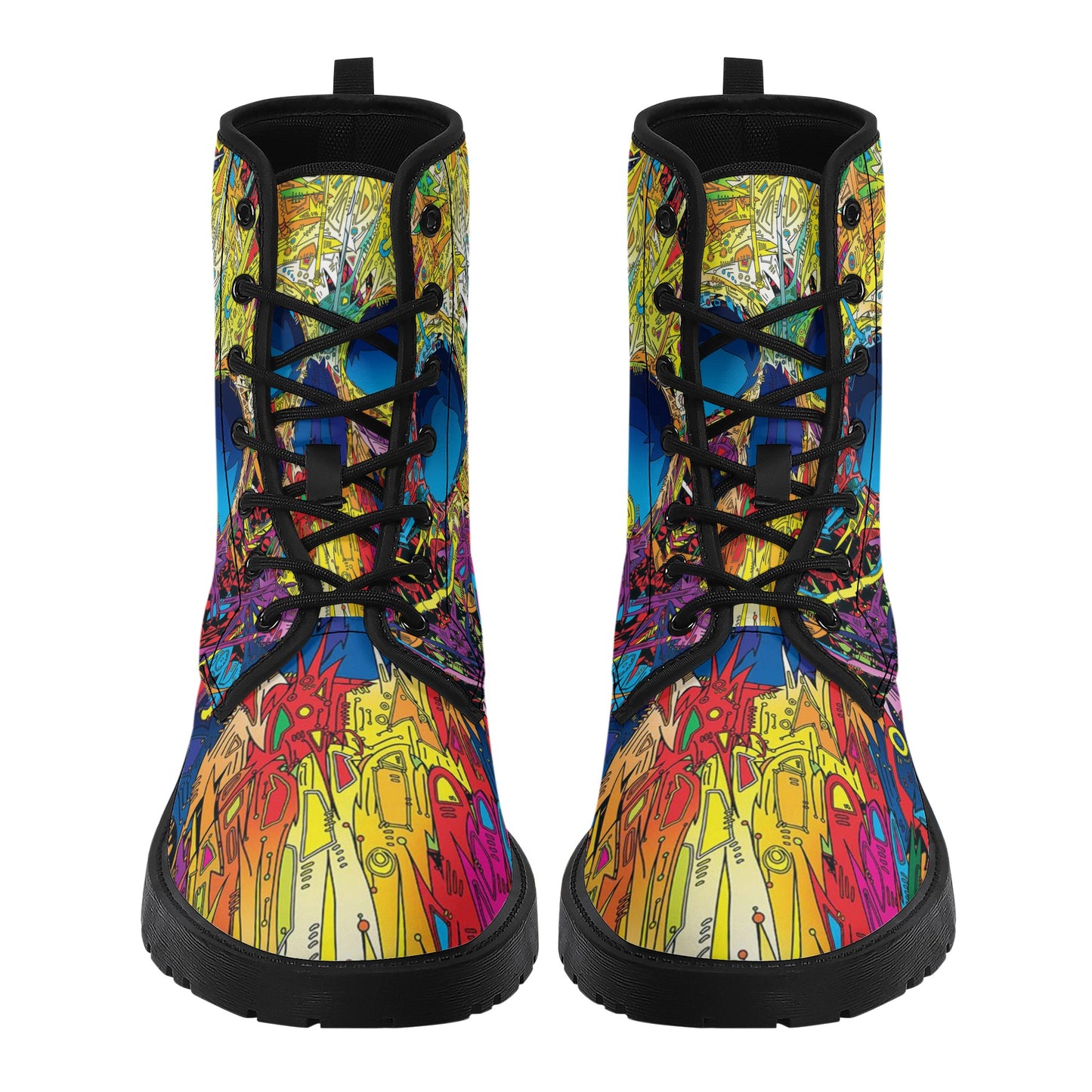Skull Gothic Leather boots, Halloween boots, Candy Sugar skull boots