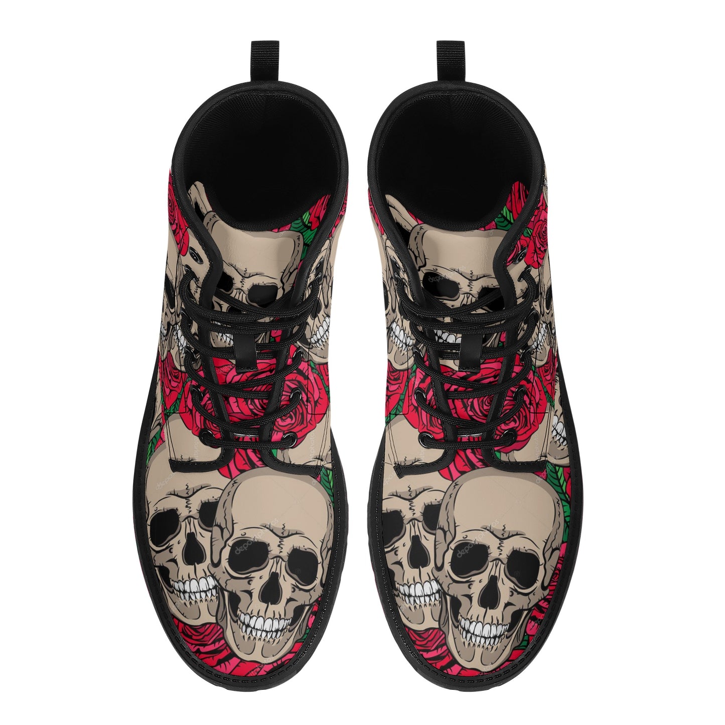 Skull Gothic Leather boots, Halloween boots, Candy Sugar skull boots