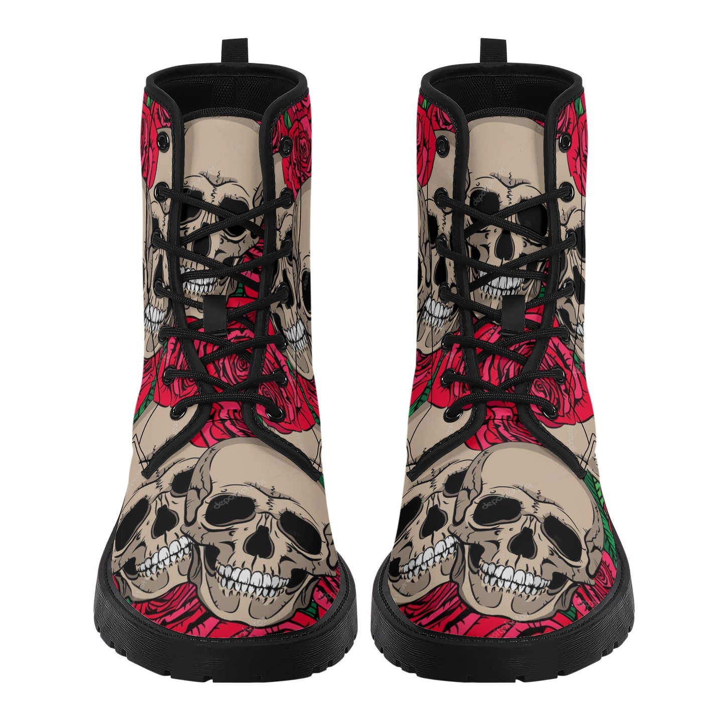 Skull Gothic Leather boots, Halloween boots, Candy Sugar skull boots