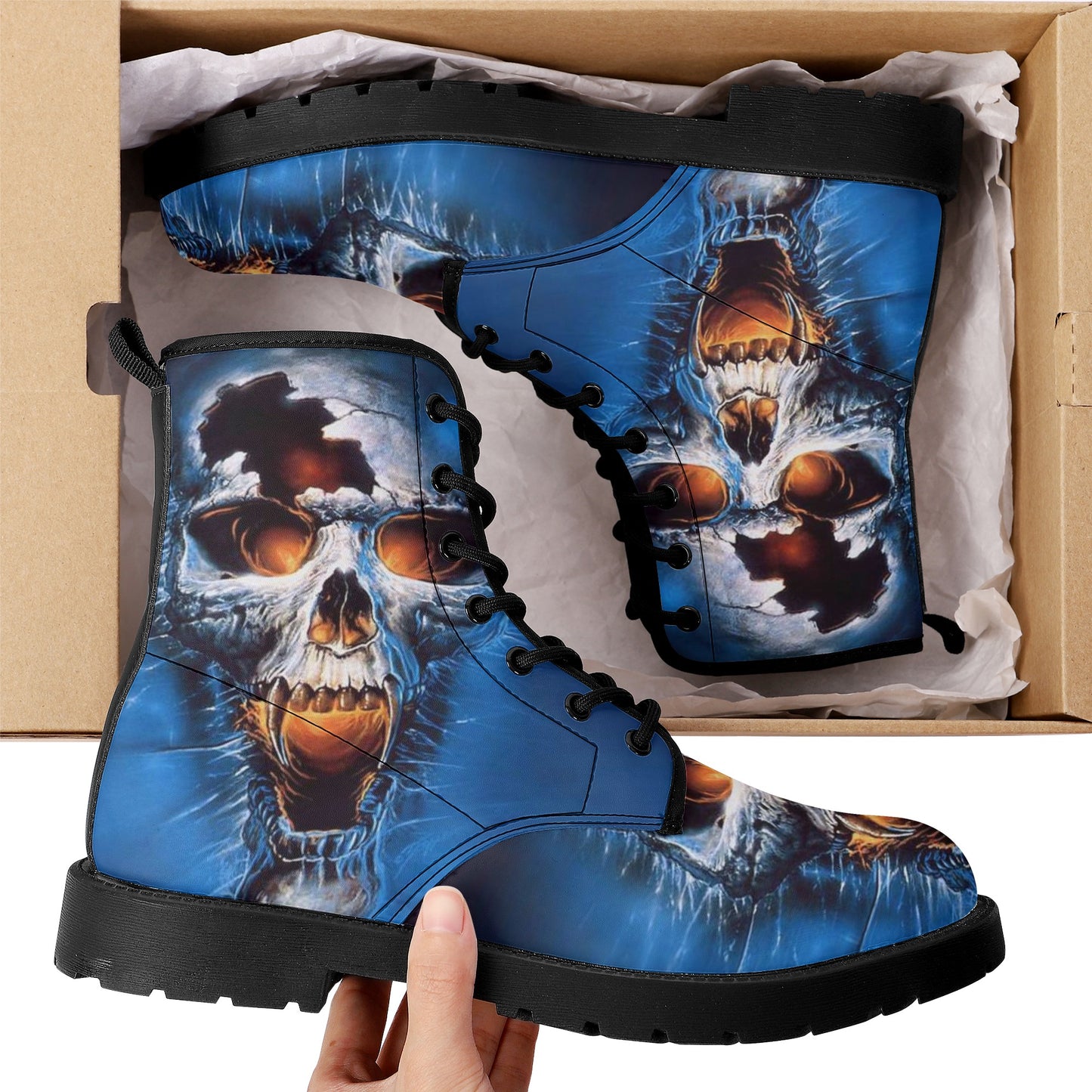 Skull Gothic Leather boots, Halloween boots, Candy Sugar skull boots