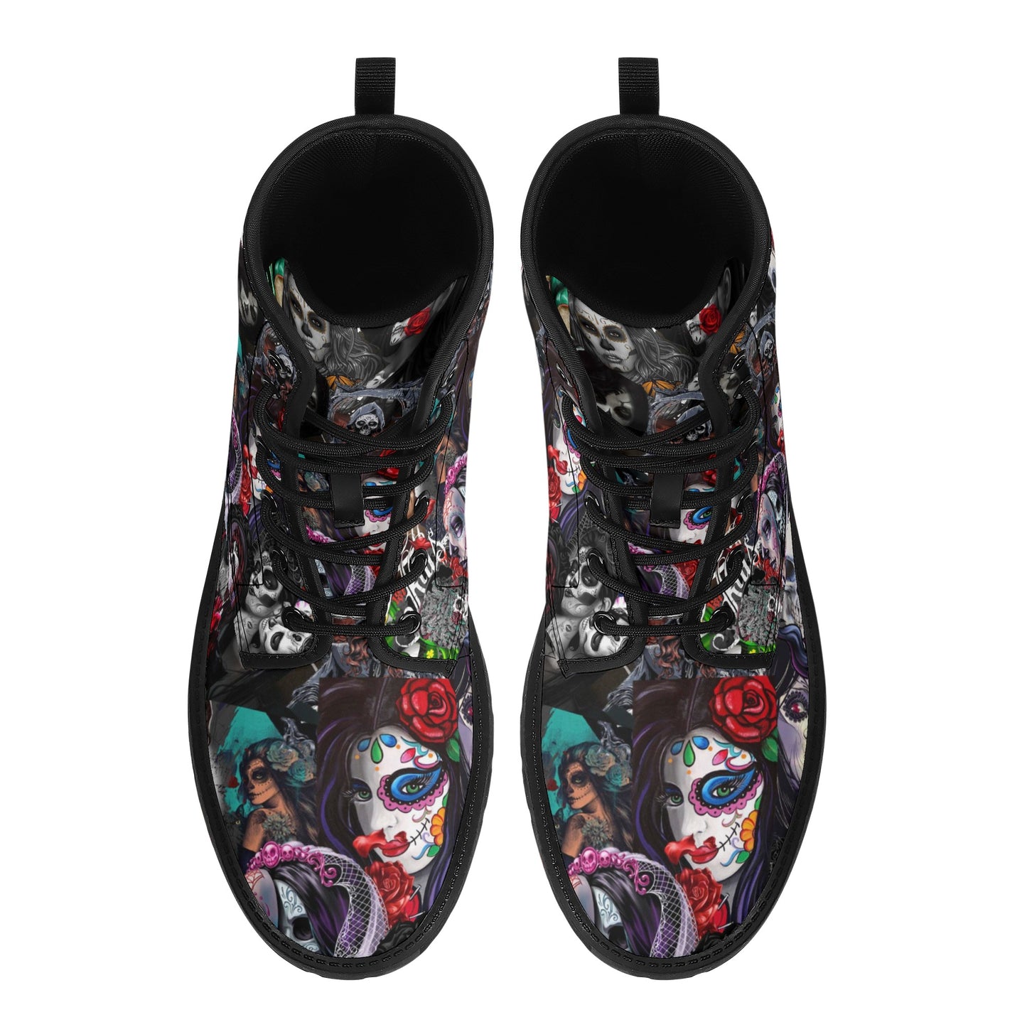 Skull Leather boots, Halloween boots, Sugar skull boots