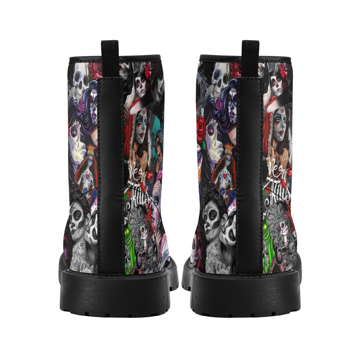 Skull Leather boots, Halloween boots, Sugar skull boots