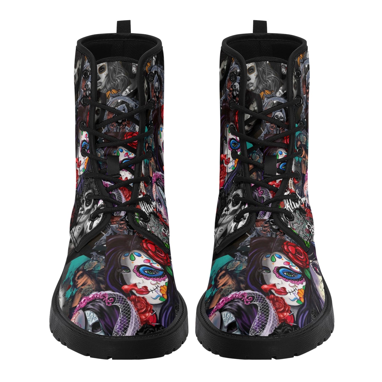 Skull Leather boots, Halloween boots, Sugar skull boots