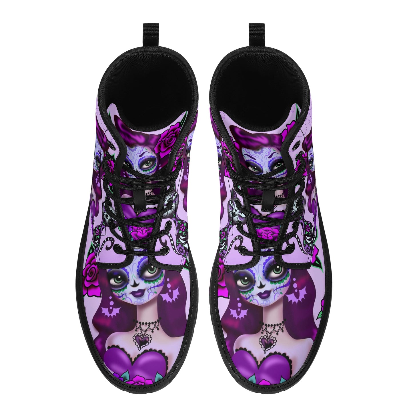 Skull Leather boots, Halloween boots, Sugar skull boots