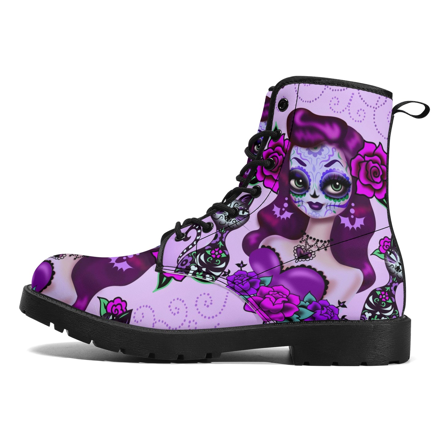 Skull Leather boots, Halloween boots, Sugar skull boots