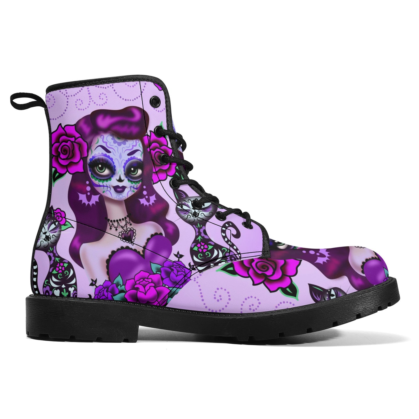Skull Leather boots, Halloween boots, Sugar skull boots