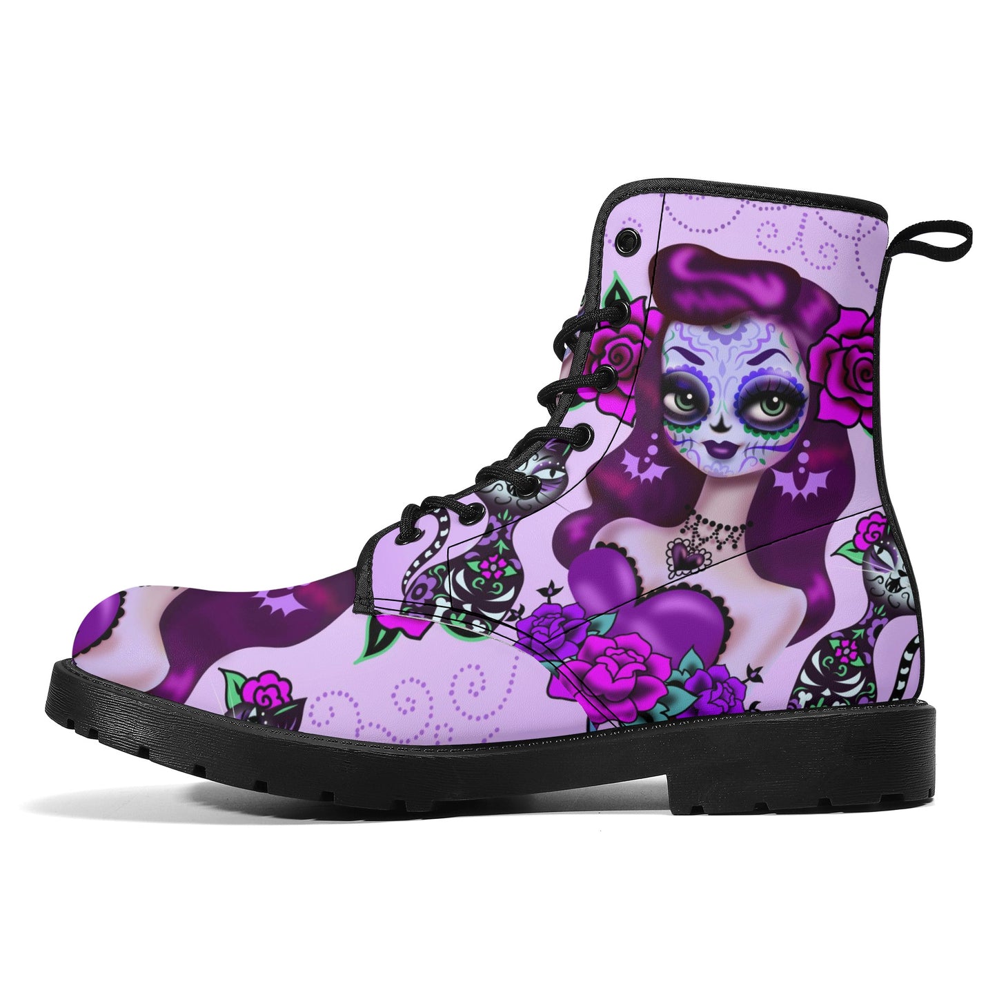 Skull Leather boots, Halloween boots, Sugar skull boots