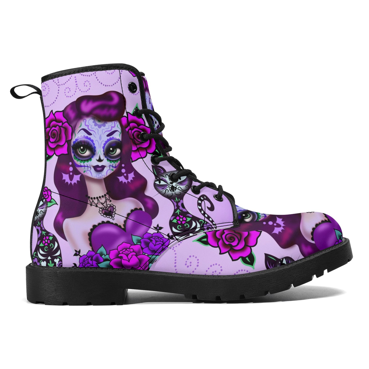 Skull Leather boots, Halloween boots, Sugar skull boots