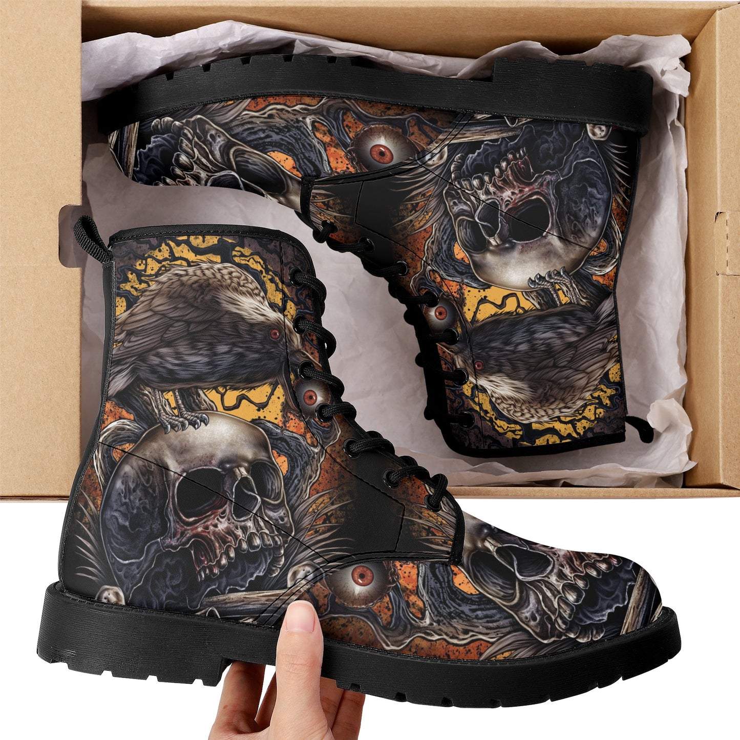 Skull Leather boots, Halloween boots, Sugar skull boots