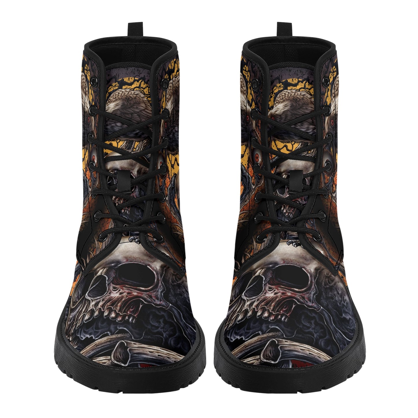 Skull Leather boots, Halloween boots, Sugar skull boots
