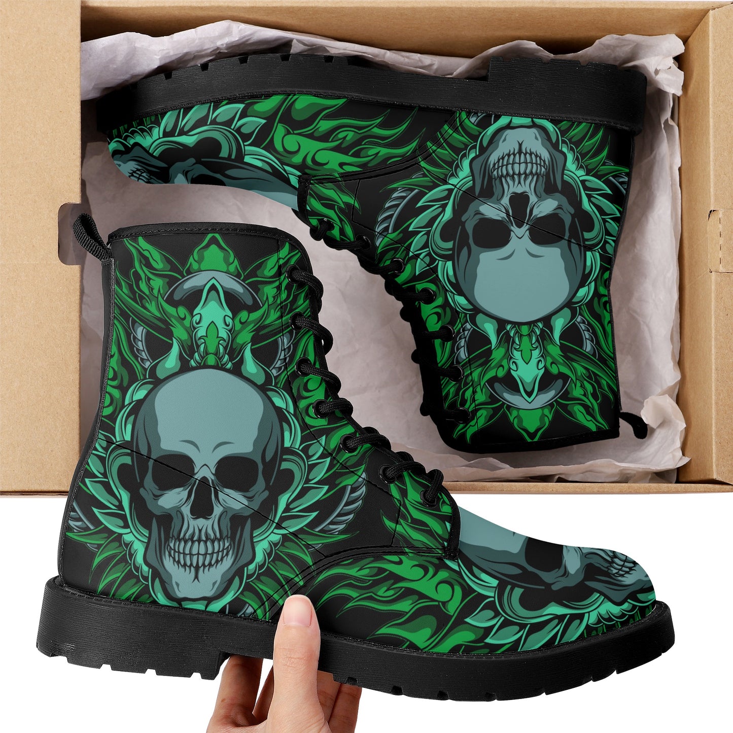 Skull Leather boots, Halloween boots, Sugar skull boots