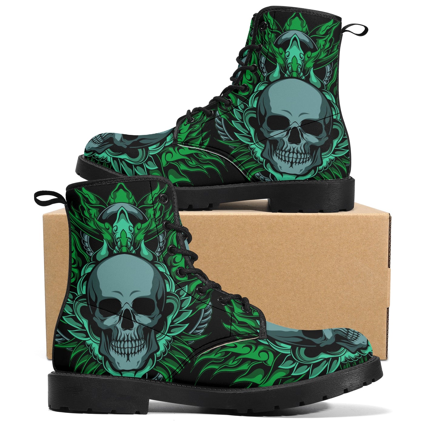 Skull Leather boots, Halloween boots, Sugar skull boots