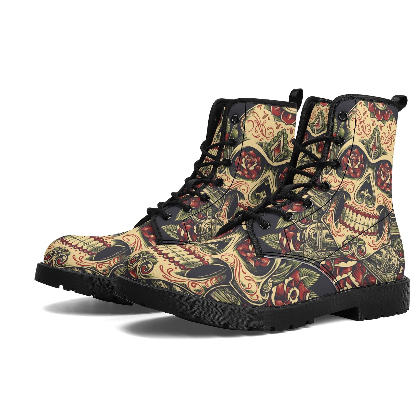 Skull Leather boots, Halloween boots, Sugar skull boots