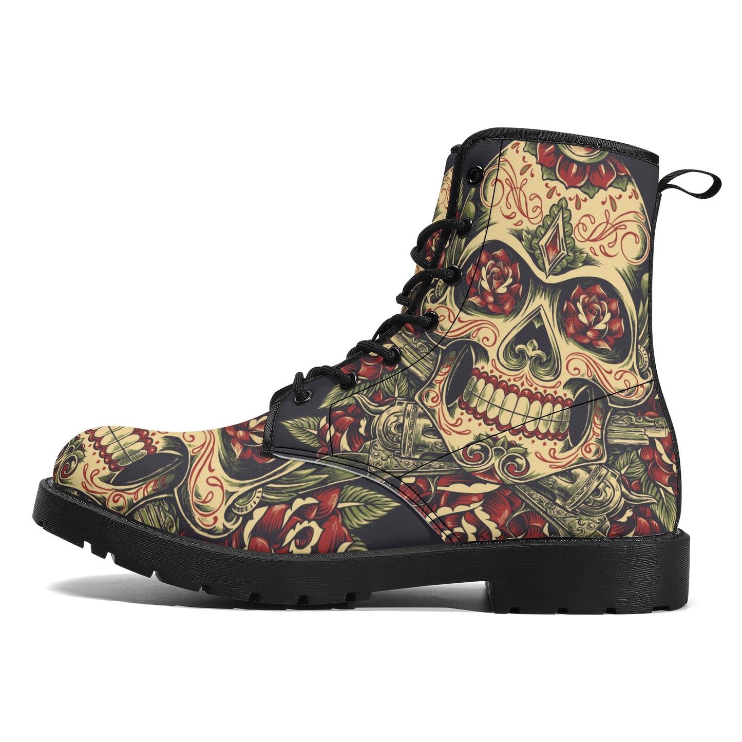 Skull Leather boots, Halloween boots, Sugar skull boots