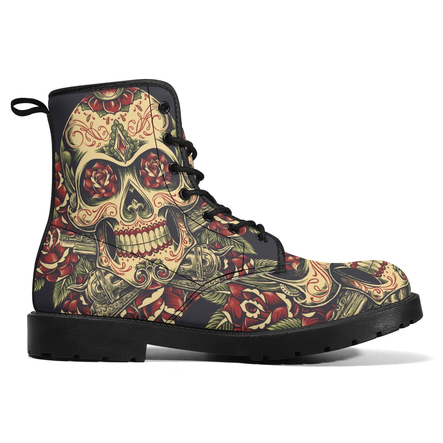 Skull Leather boots, Halloween boots, Sugar skull boots