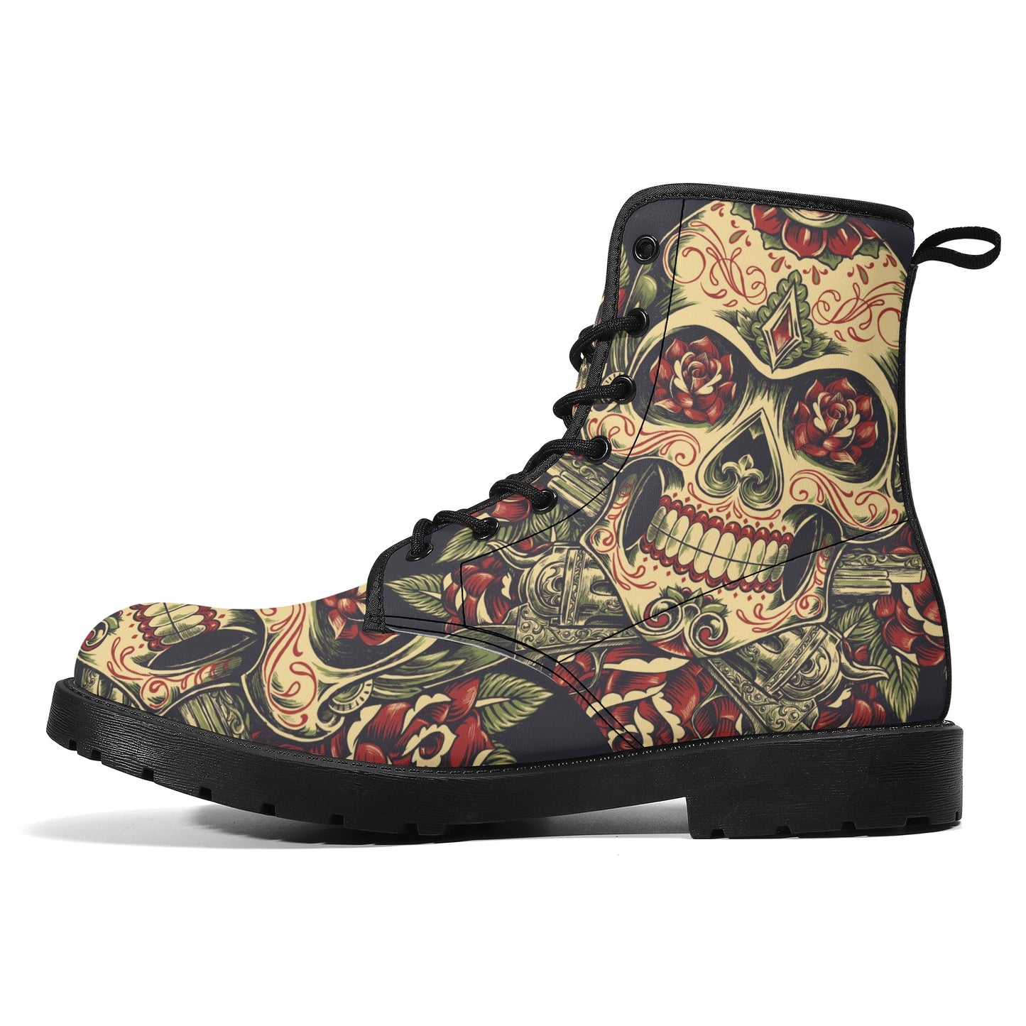 Skull Leather boots, Halloween boots, Sugar skull boots