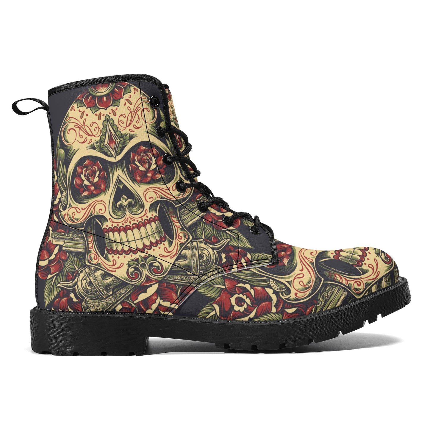 Skull Leather boots, Halloween boots, Sugar skull boots