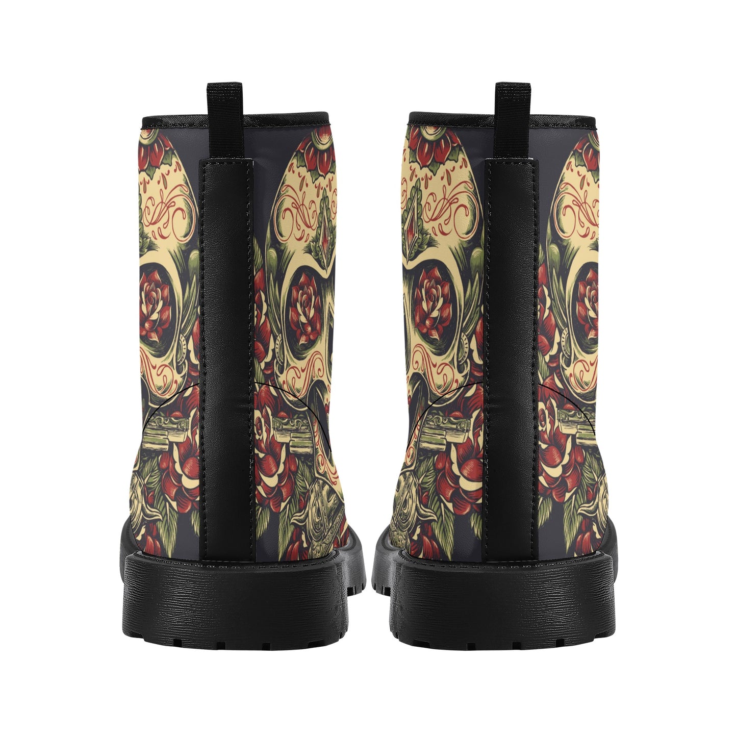 Skull Leather boots, Halloween boots, Sugar skull boots