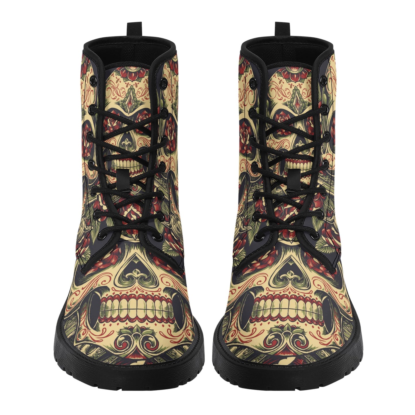 Skull Leather boots, Halloween boots, Sugar skull boots