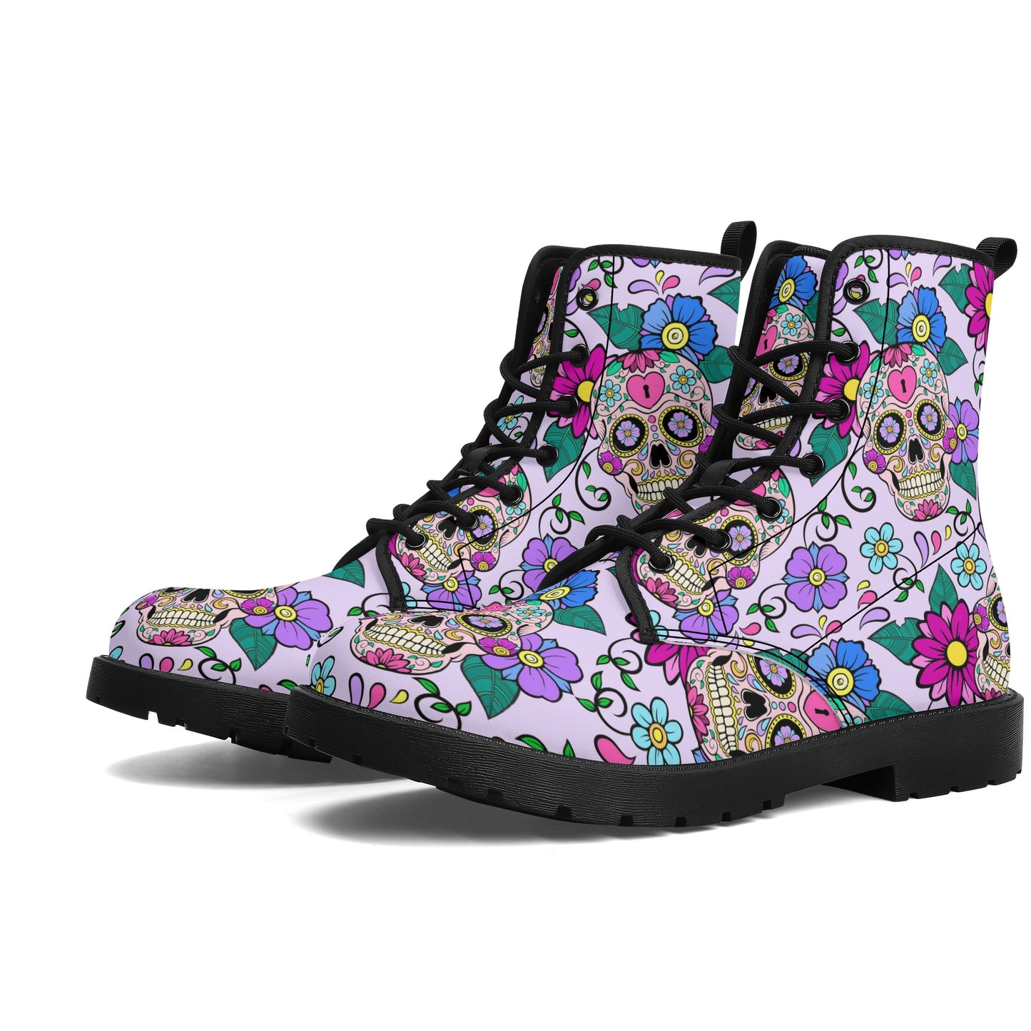 Skull Leather boots, Halloween boots, Sugar skull boots