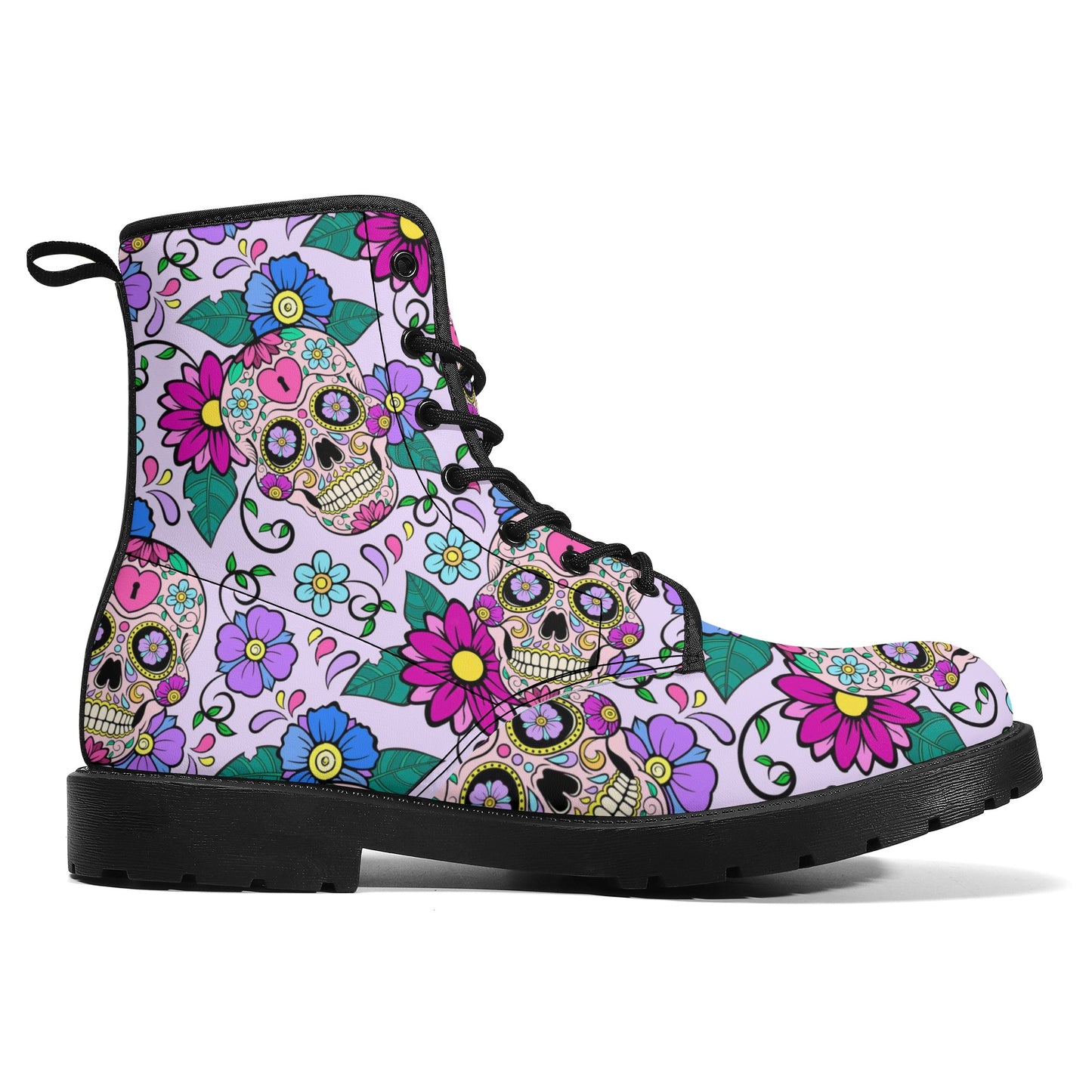 Skull Leather boots, Halloween boots, Sugar skull boots