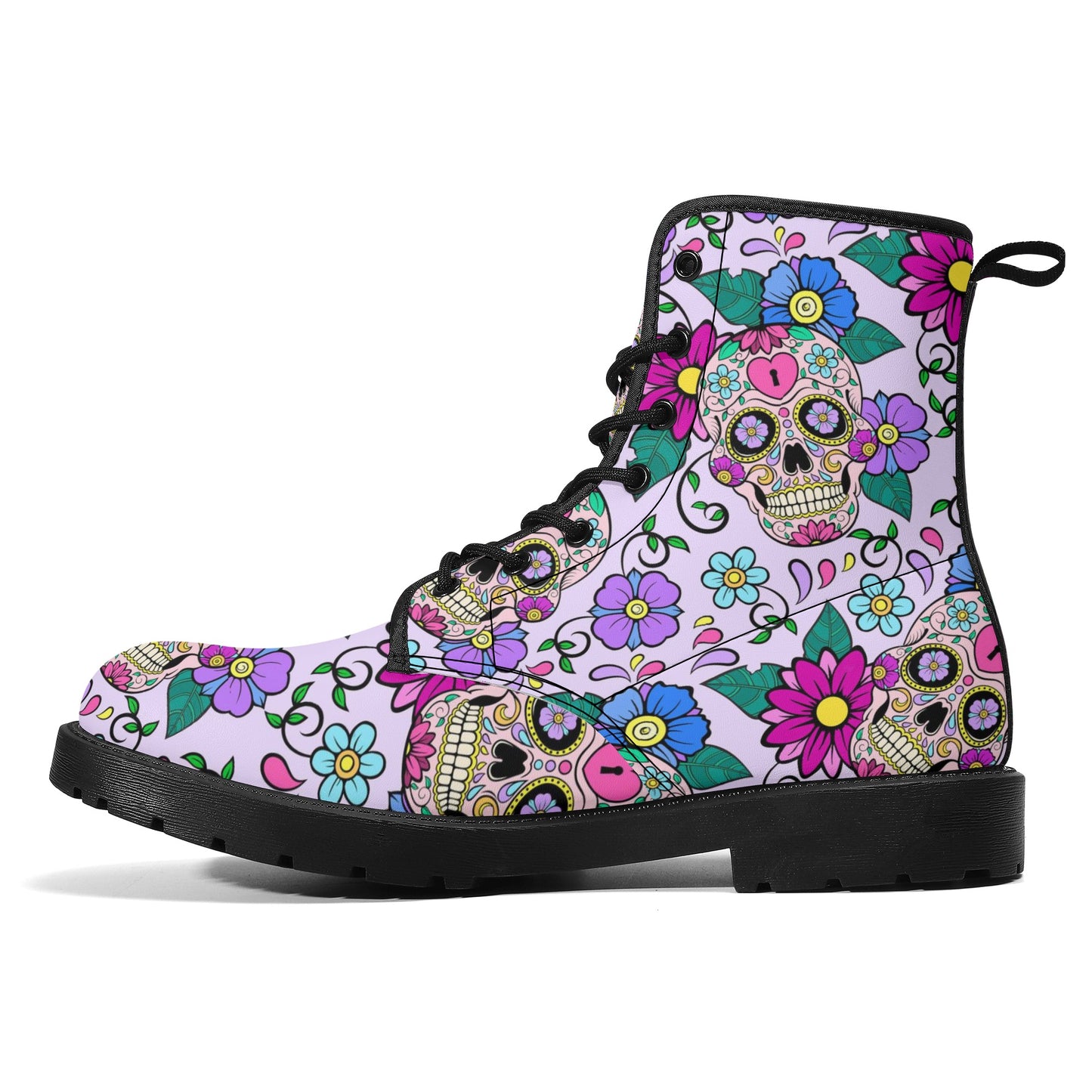 Skull Leather boots, Halloween boots, Sugar skull boots