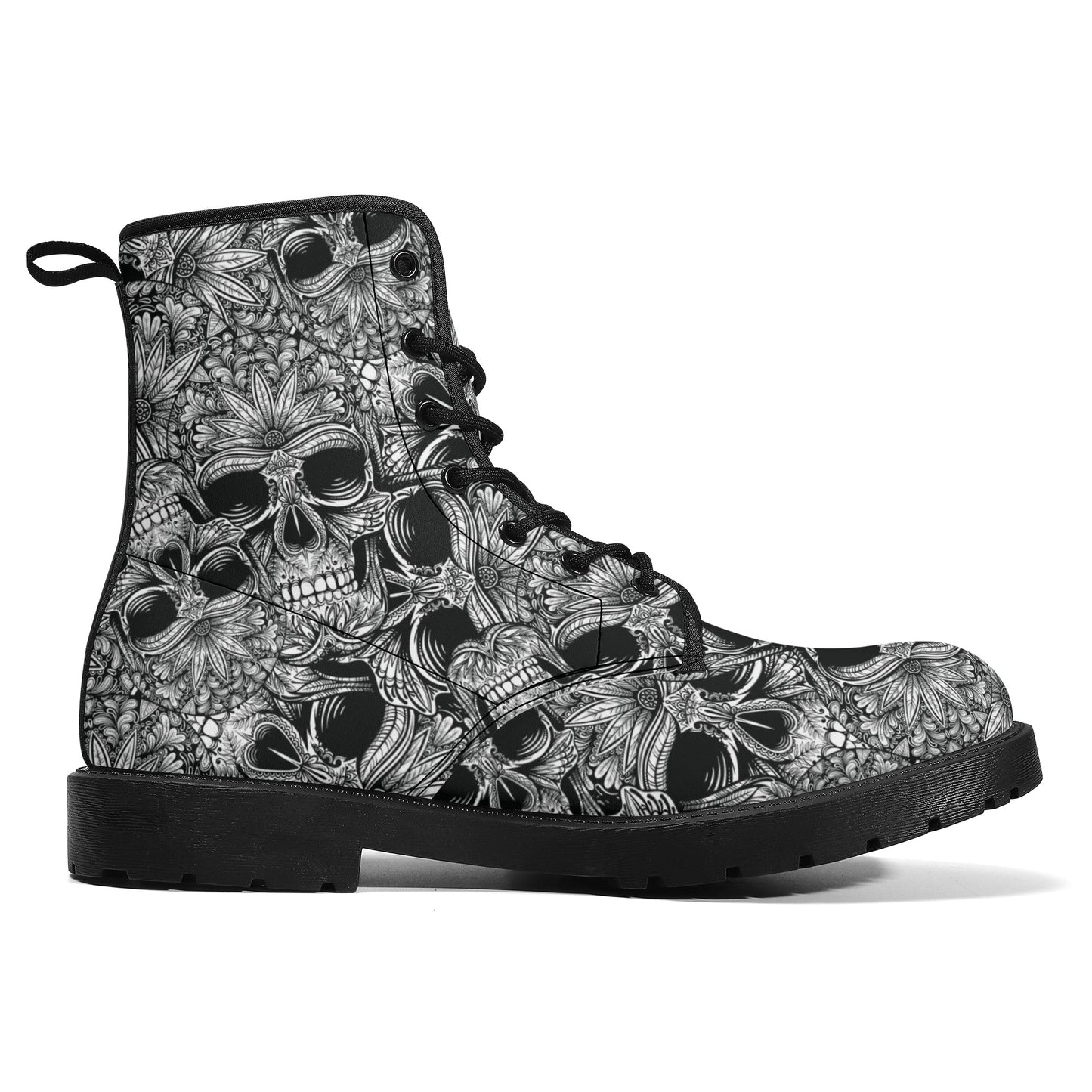 Skull Leather boots, Halloween boots, Sugar skull boots