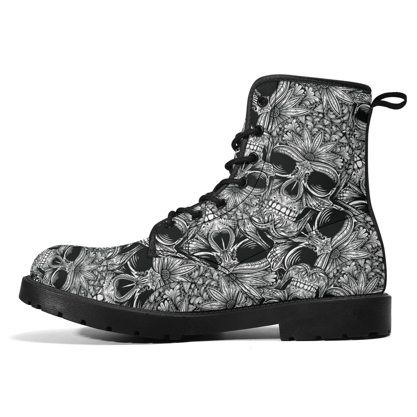 Skull Leather boots, Halloween boots, Sugar skull boots
