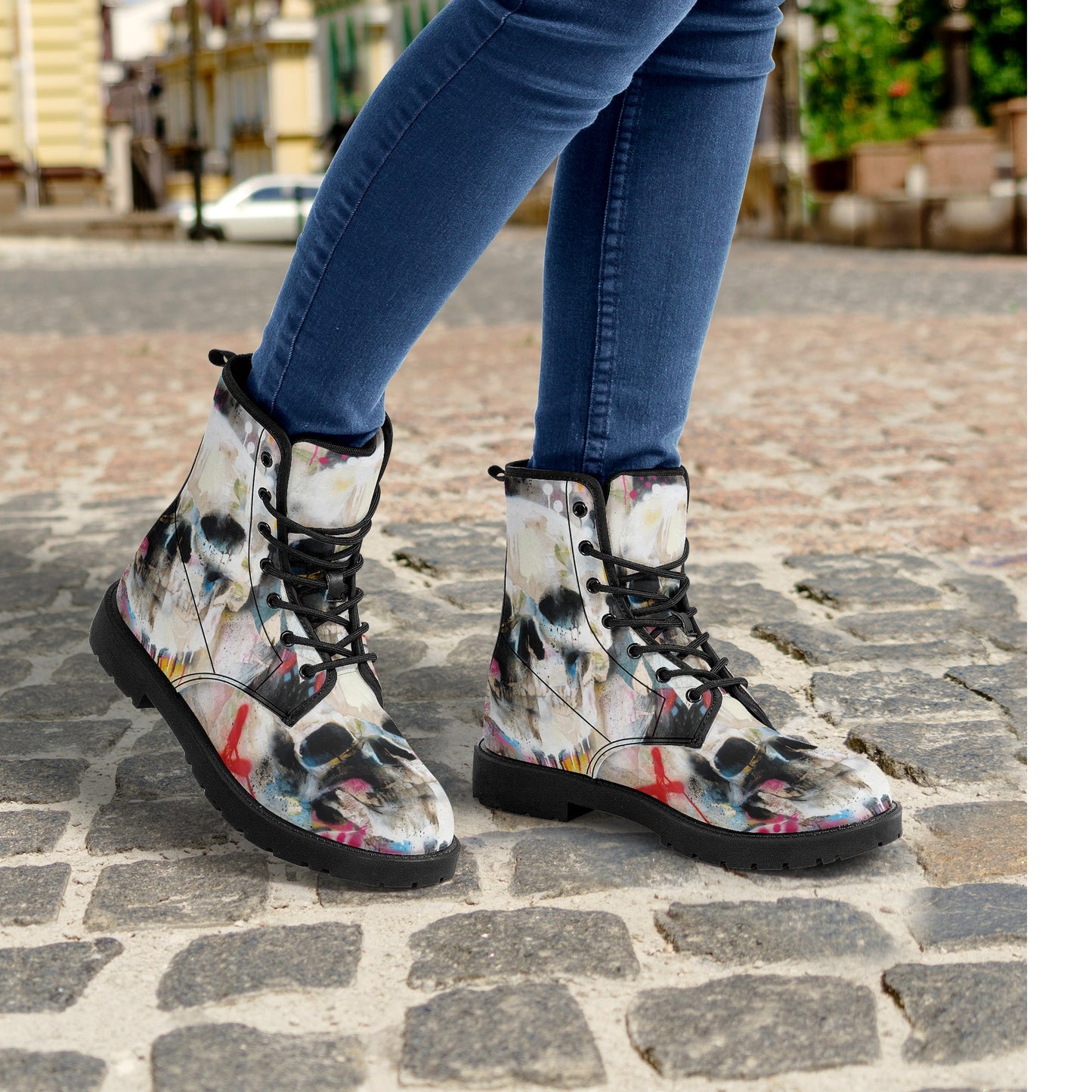 Skull Leather boots, Halloween boots, Sugar skull boots
