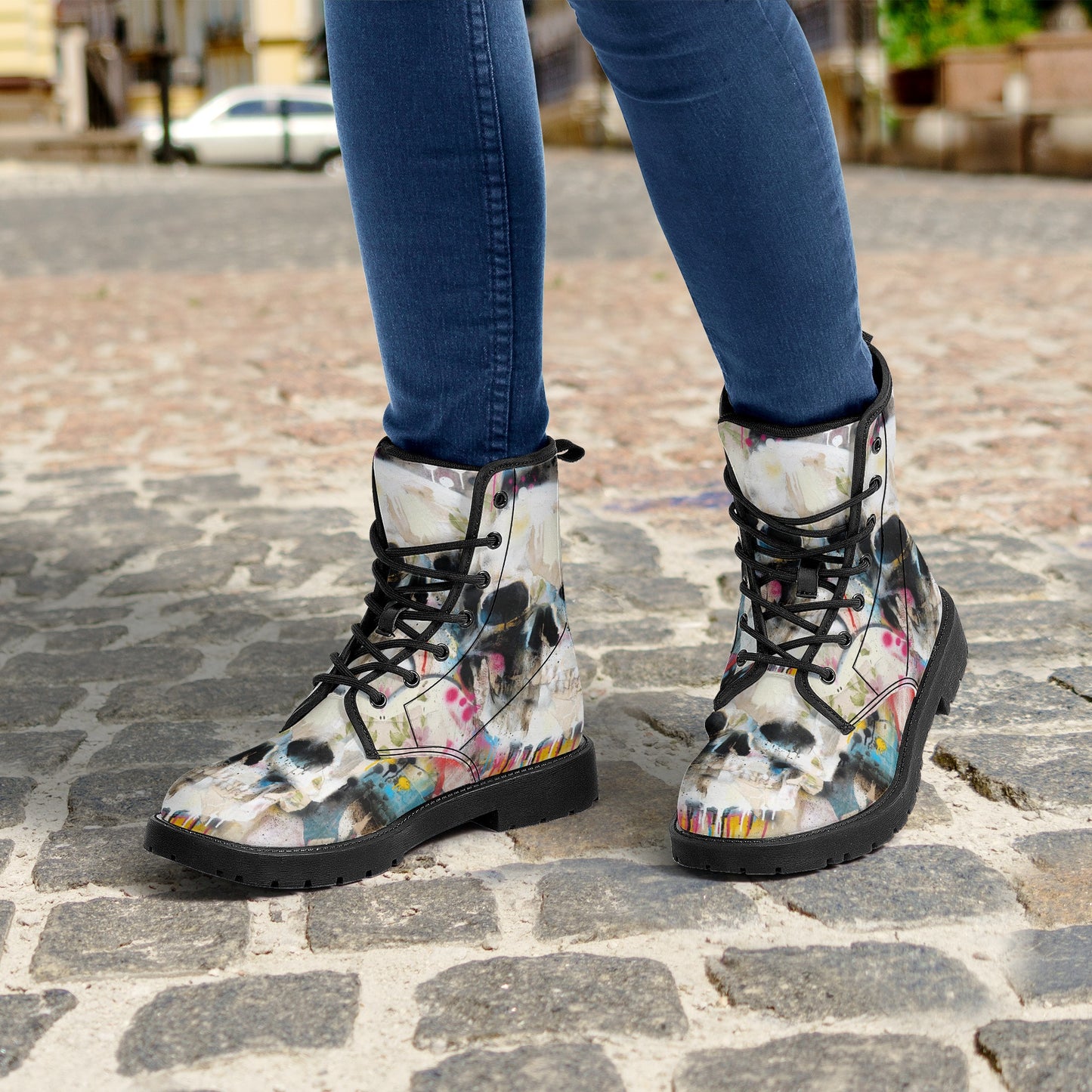 Skull Leather boots, Halloween boots, Sugar skull boots
