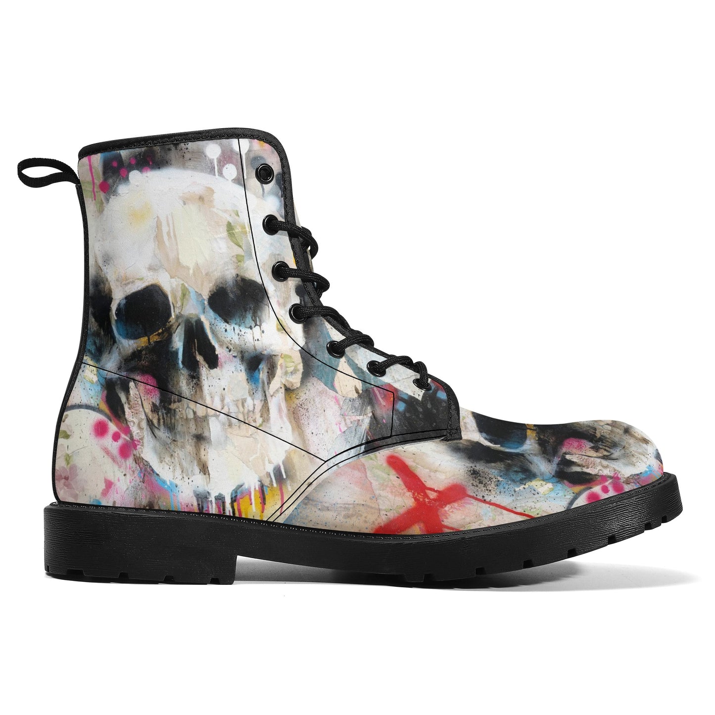 Skull Leather boots, Halloween boots, Sugar skull boots