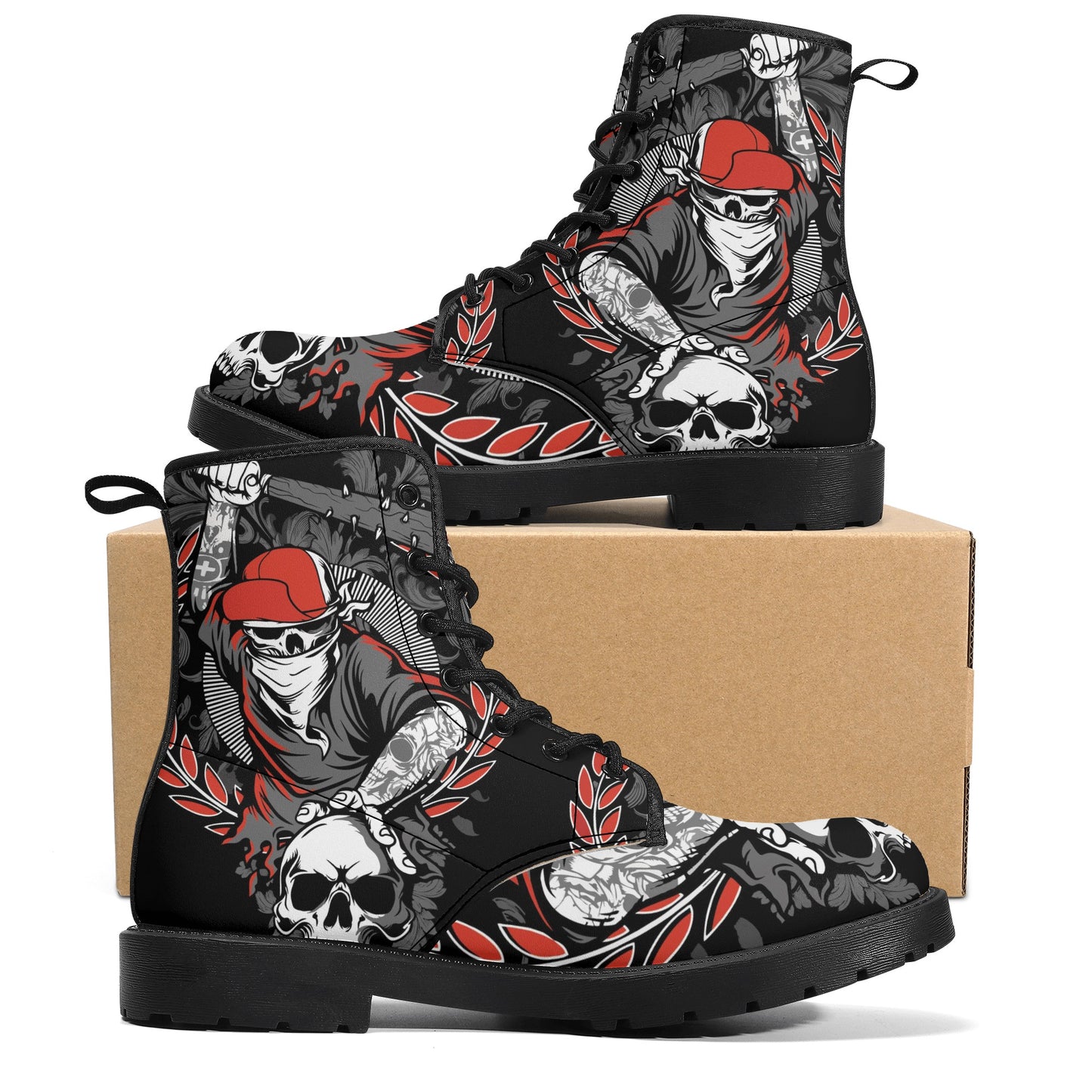 Skull Leather boots, Halloween boots, Sugar skull boots