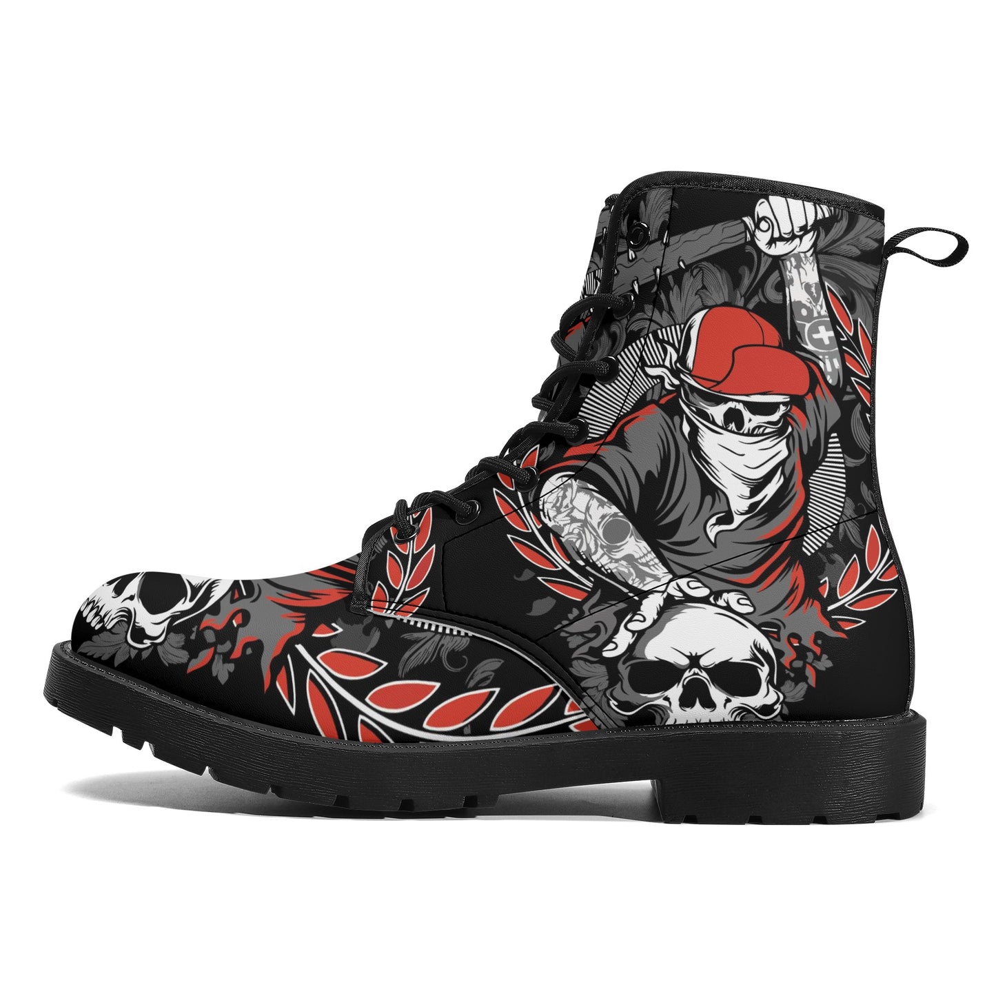 Skull Leather boots, Halloween boots, Sugar skull boots