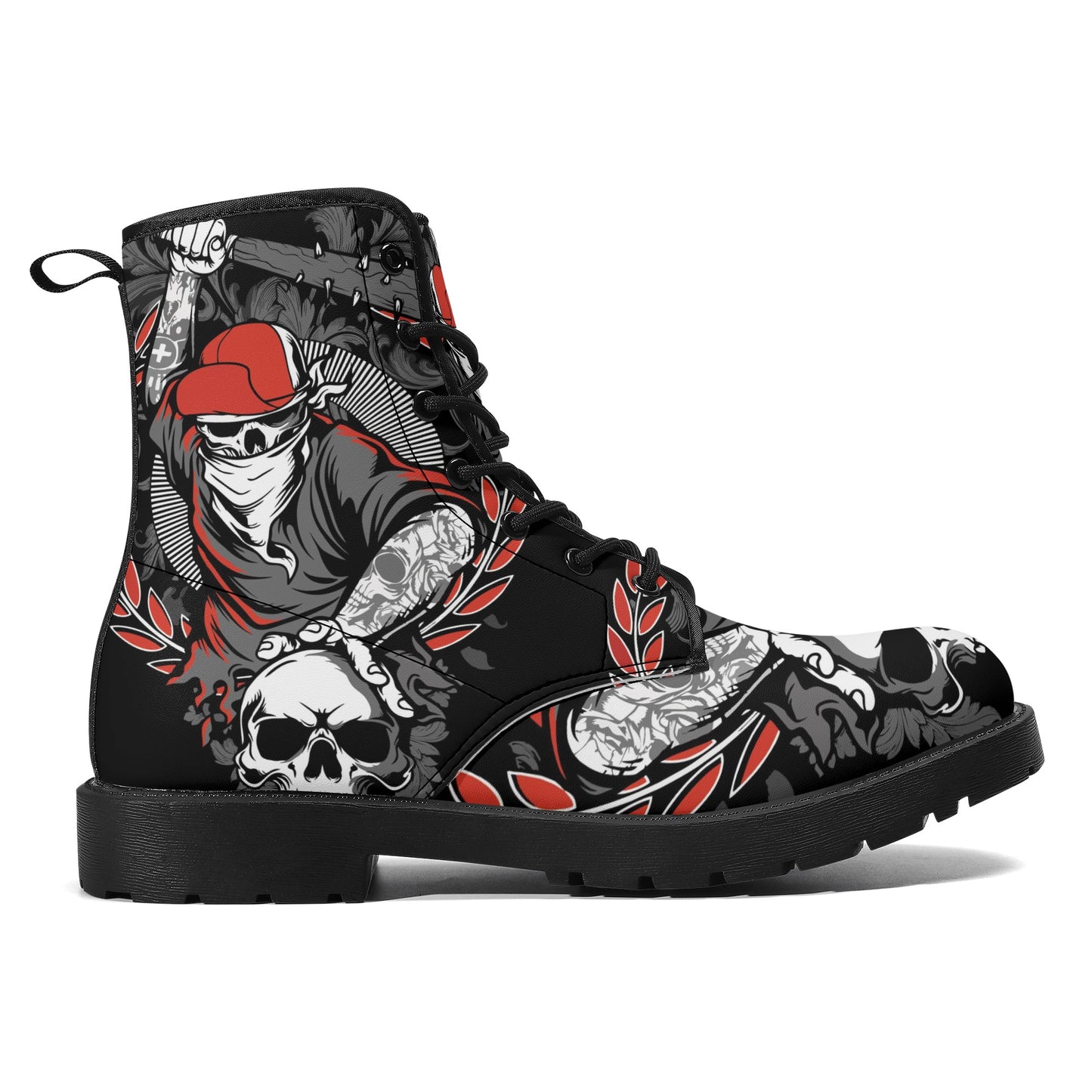 Skull Leather boots, Halloween boots, Sugar skull boots