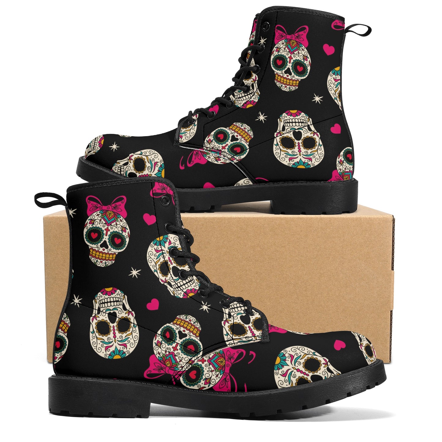 Skull Leather boots, Halloween boots, Sugar skull boots