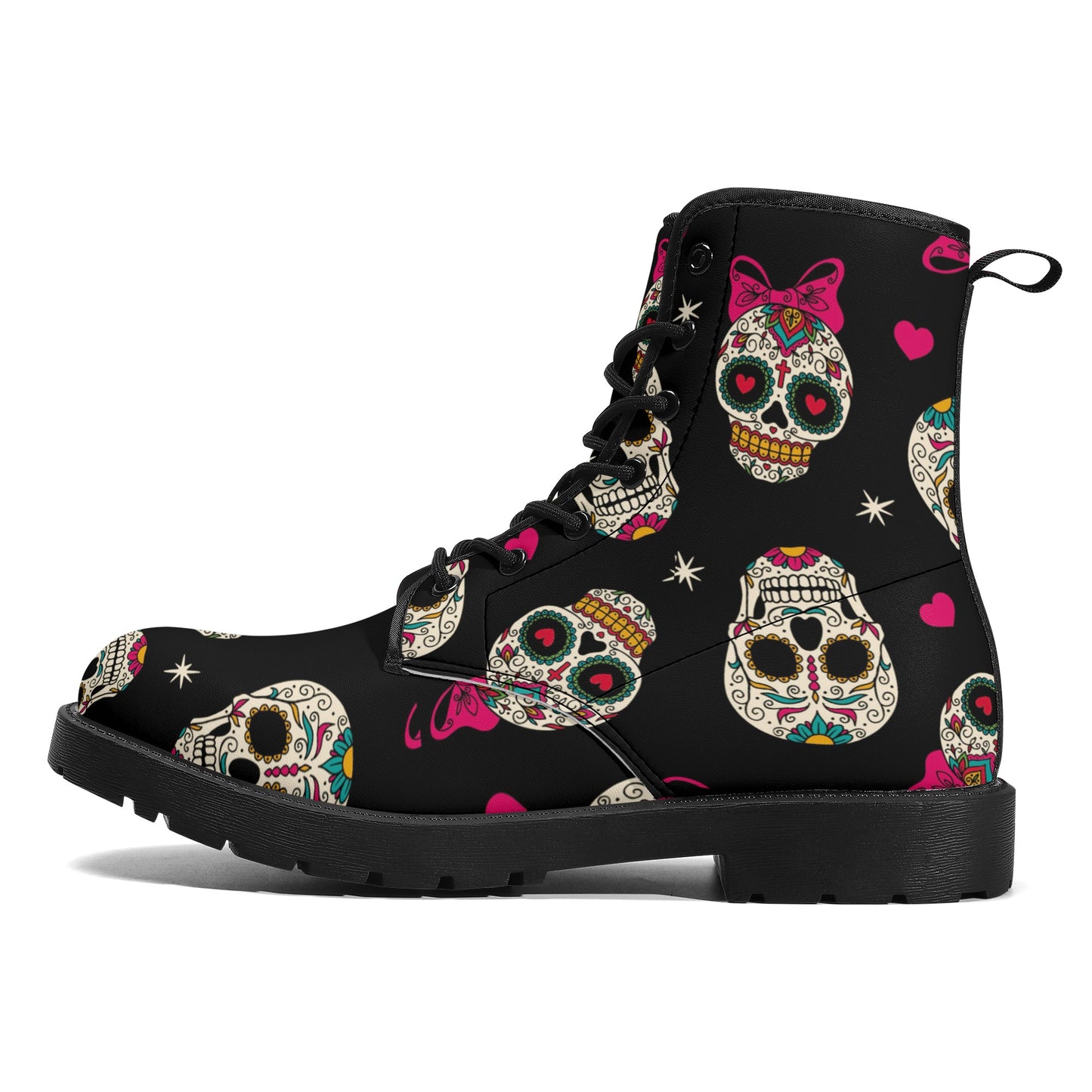 Skull Leather boots, Halloween boots, Sugar skull boots