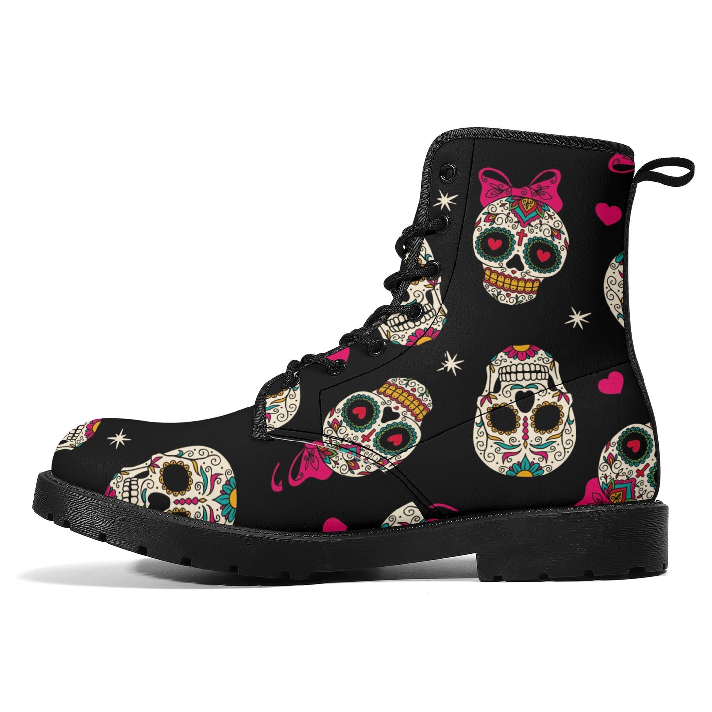 Skull Leather boots, Halloween boots, Sugar skull boots