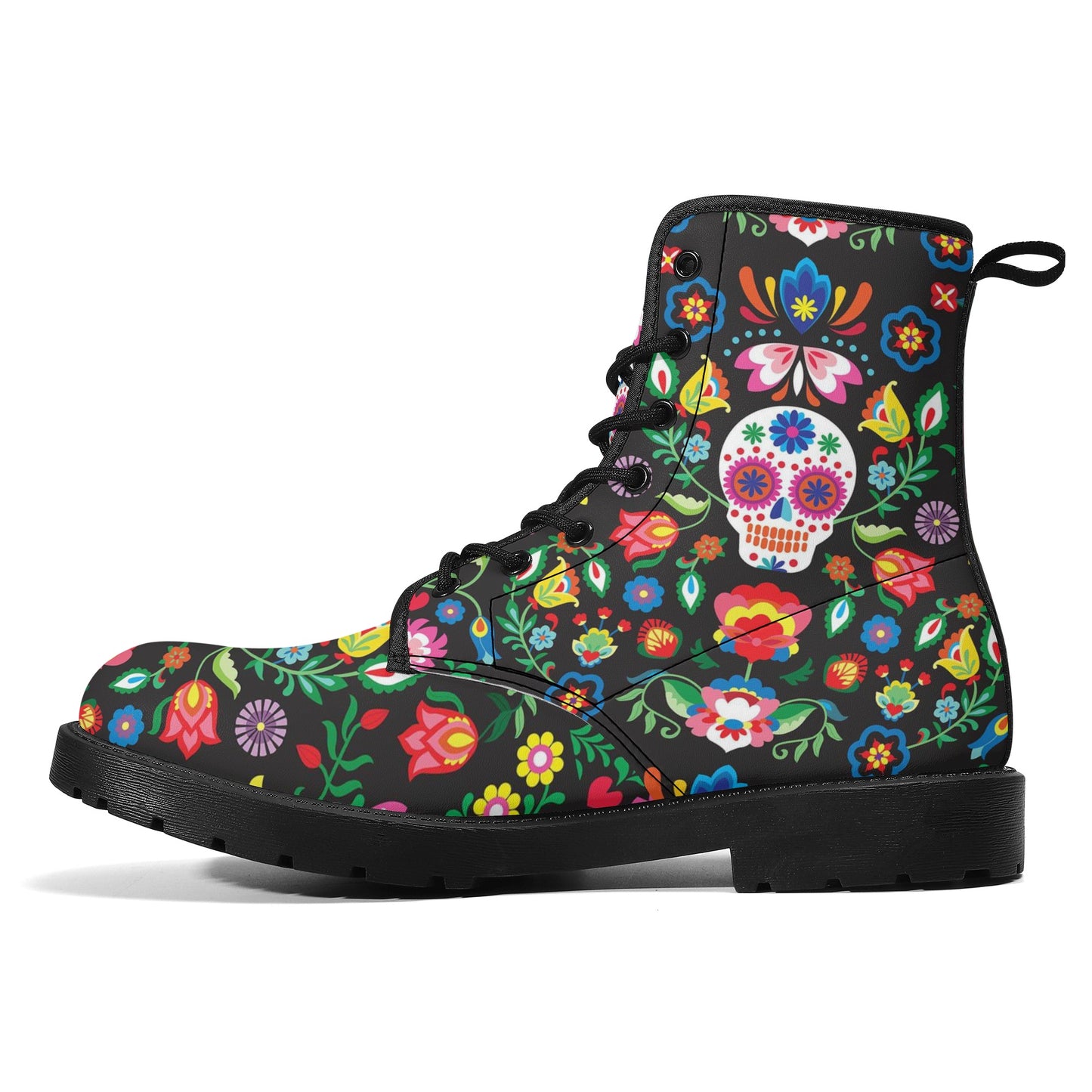 Skull Leather boots, Halloween boots, Sugar skull boots