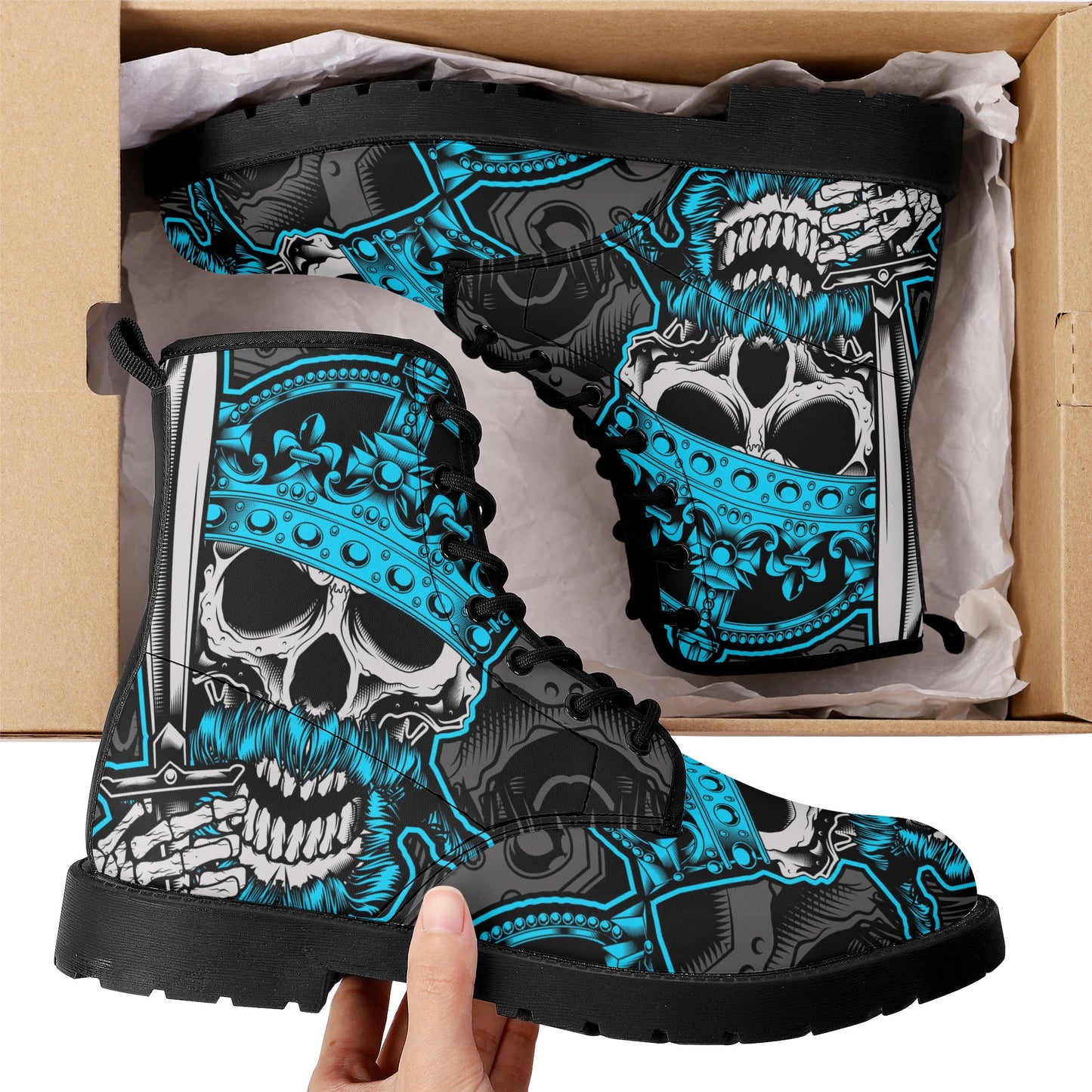 Skull Leather boots, Halloween boots, Sugar skull boots