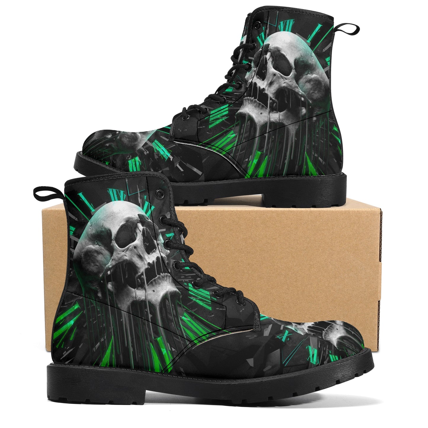 Skull Leather boots, Halloween boots, Sugar skull boots