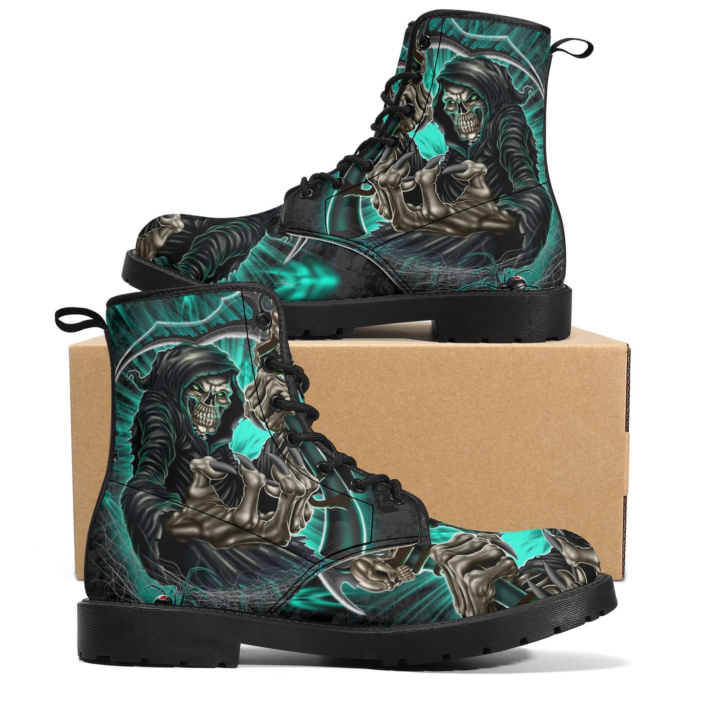 Skull Leather boots, Halloween boots, Sugar skull boots
