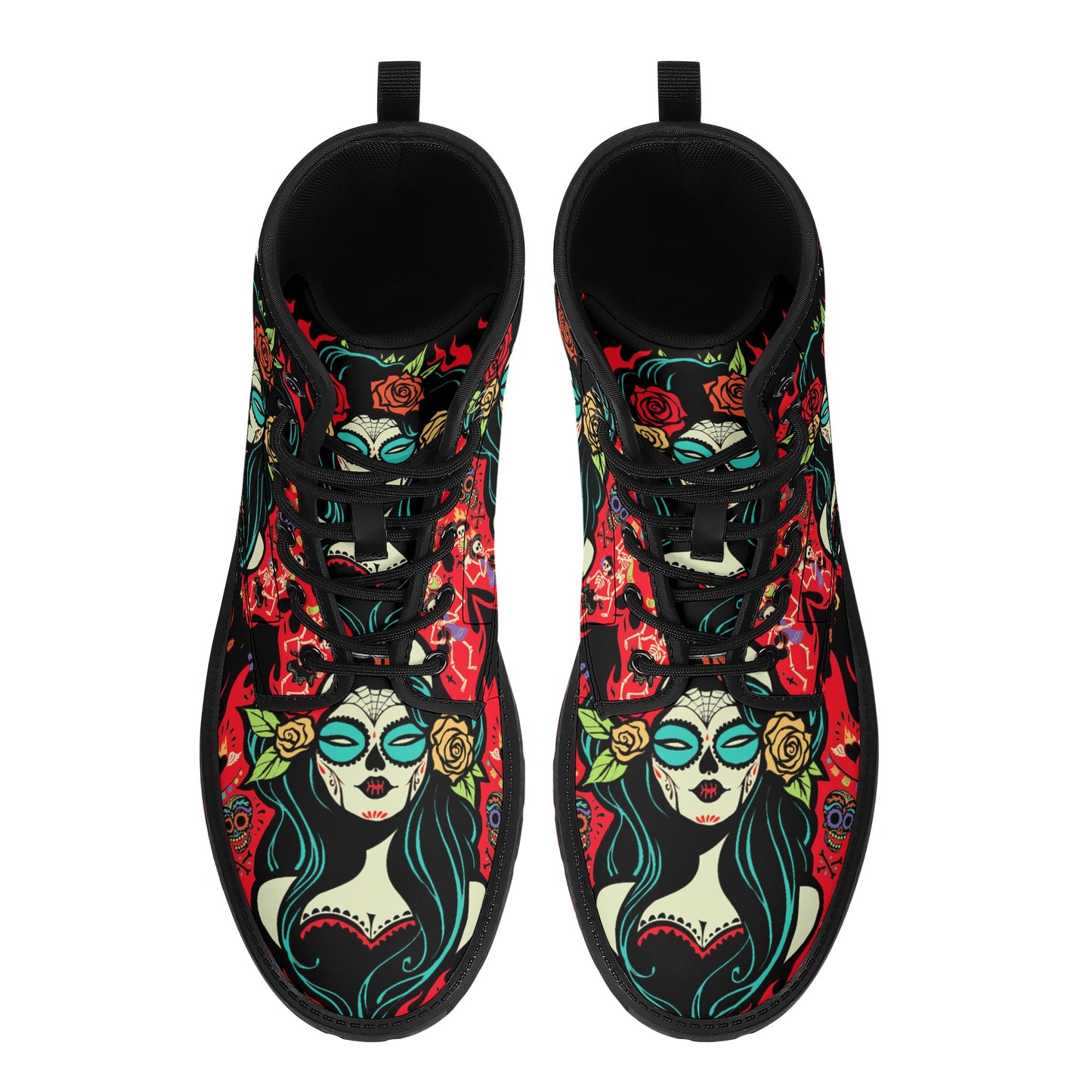 Skull Leather boots, Halloween boots, Sugar skull boots
