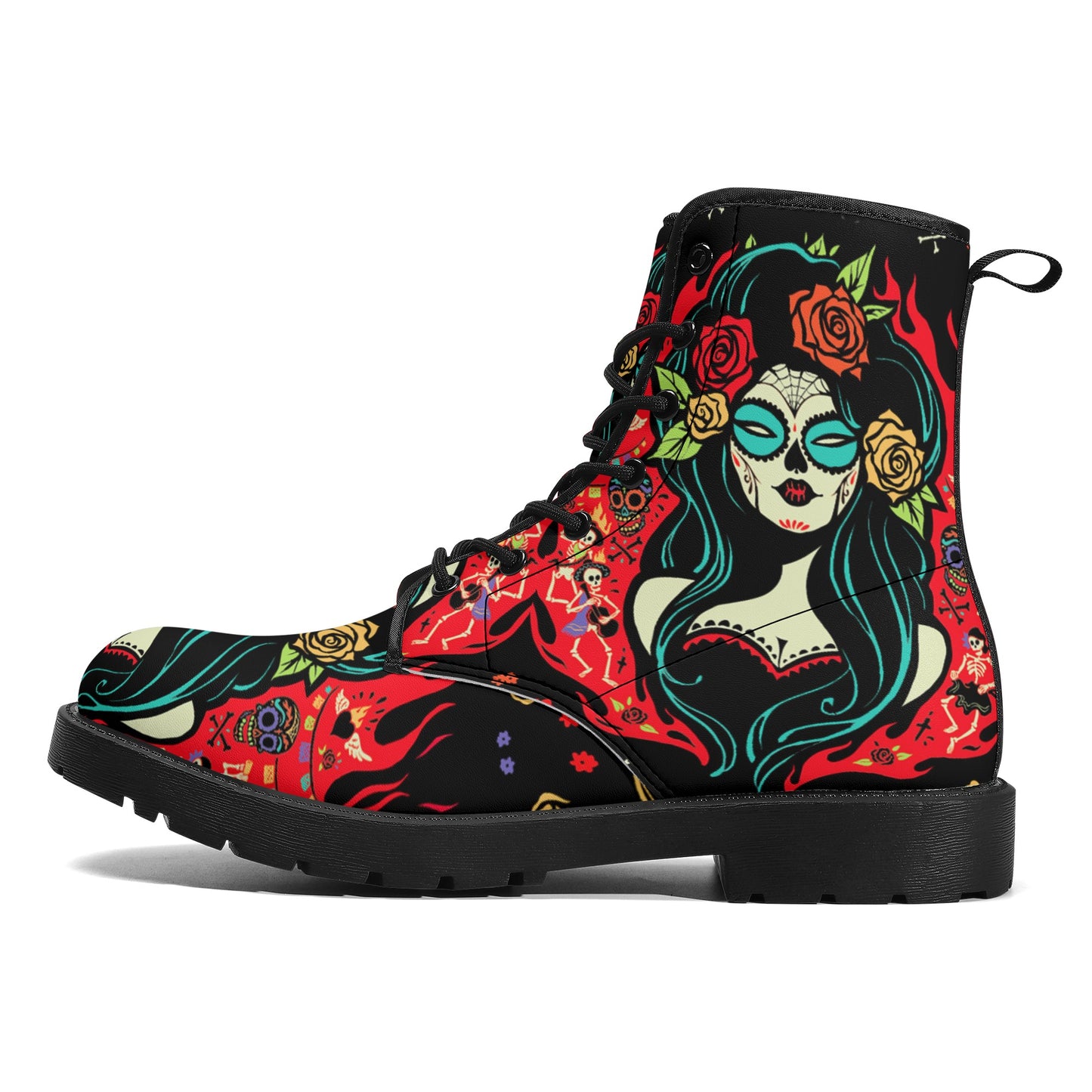 Skull Leather boots, Halloween boots, Sugar skull boots