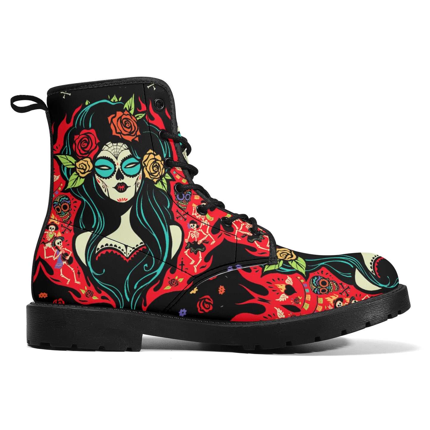 Skull Leather boots, Halloween boots, Sugar skull boots