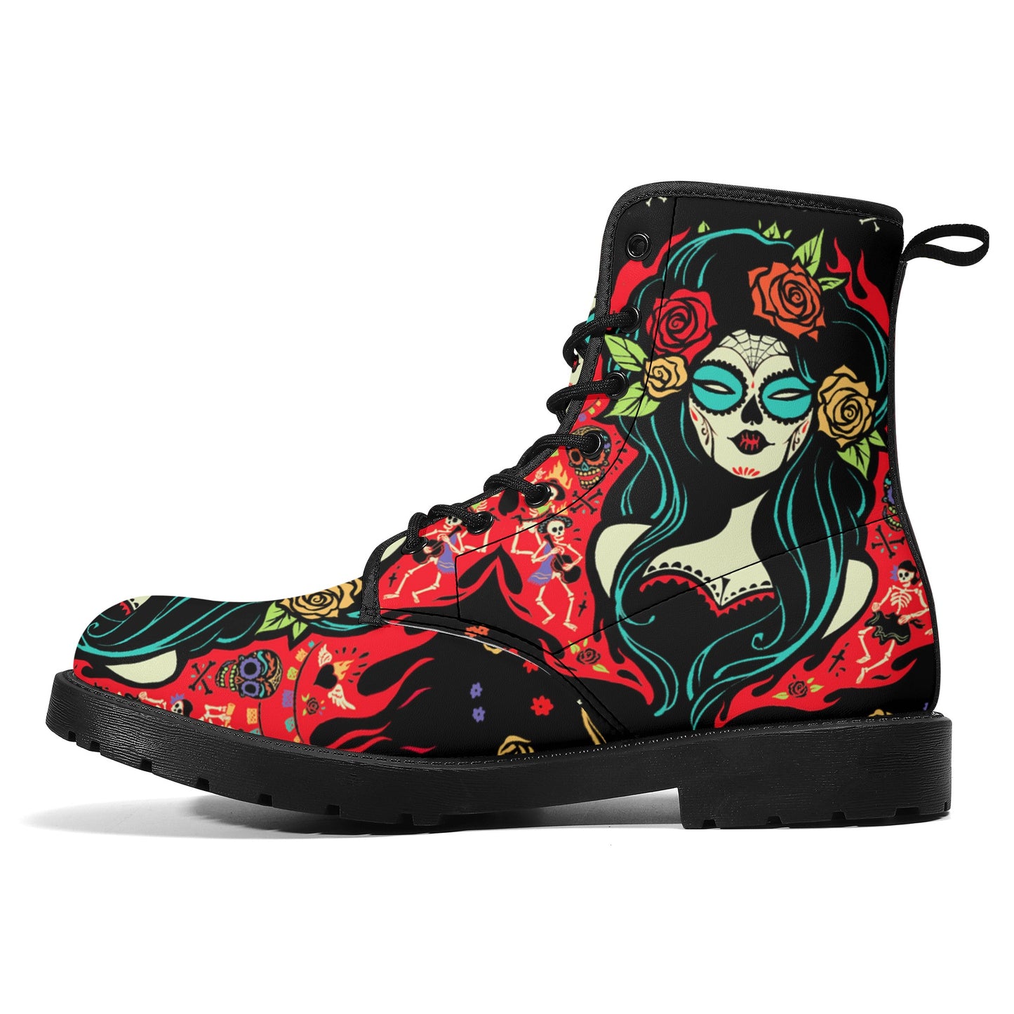 Skull Leather boots, Halloween boots, Sugar skull boots