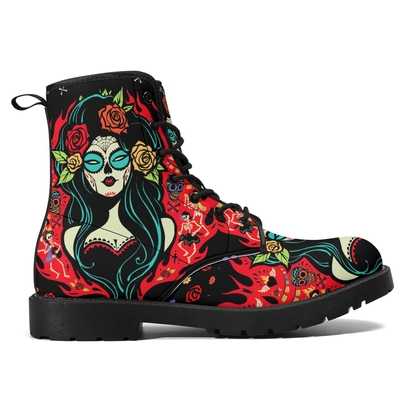 Skull Leather boots, Halloween boots, Sugar skull boots