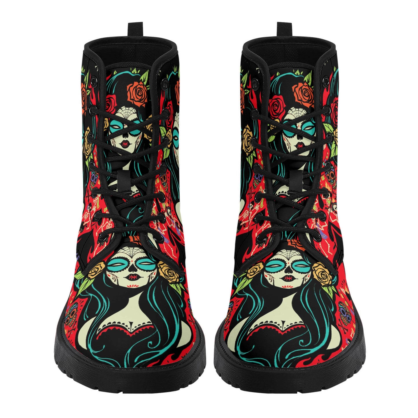 Skull Leather boots, Halloween boots, Sugar skull boots