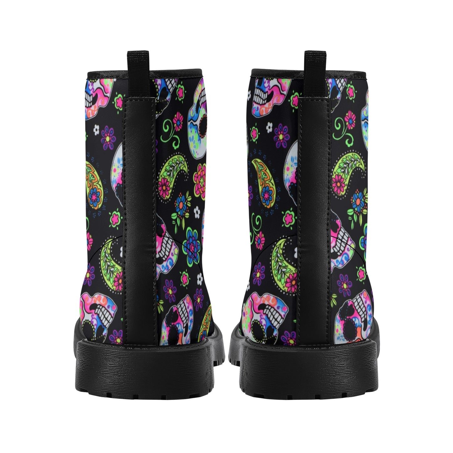 Skull Leather boots, Halloween boots, Sugar skull boots
