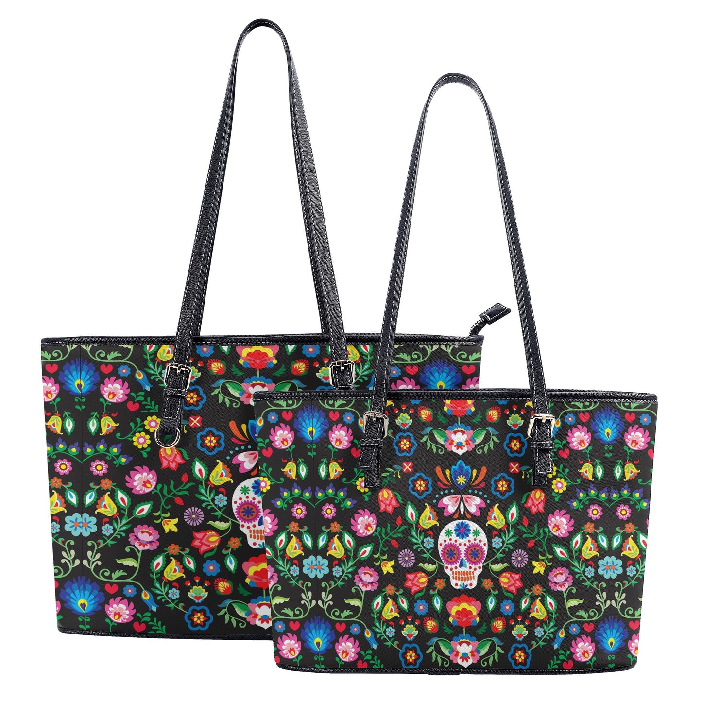 Day of the dead shoulder bag, candy skull cosmetic wallet, floral sugar skull long wallet, floral skull handbag, floral skull crossbody bag,