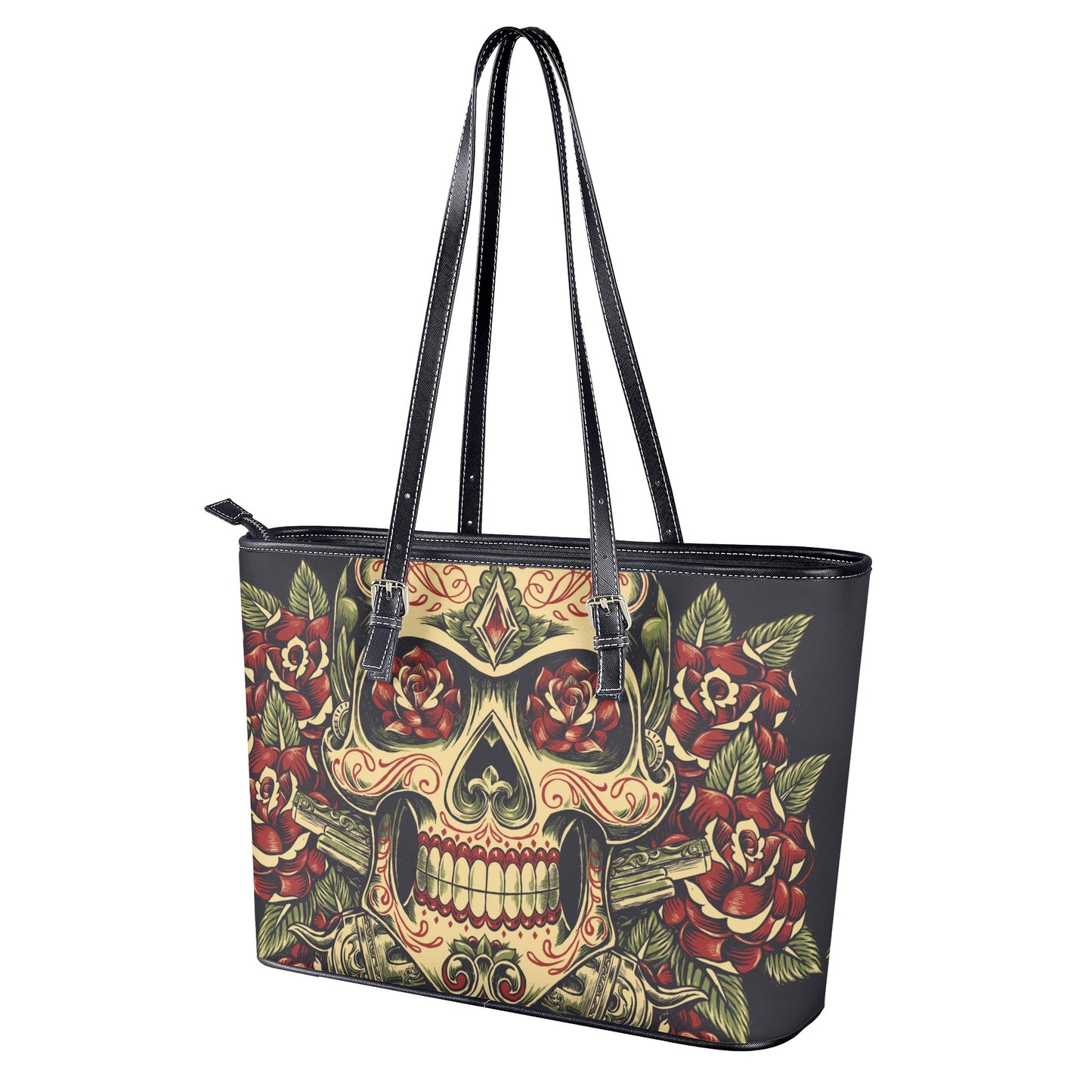 Sugar skull bag with shoulder strap, floral skull bag with shoulder strap, mexico handbag, mexican skull handbag, sugar skull girl tote bag,